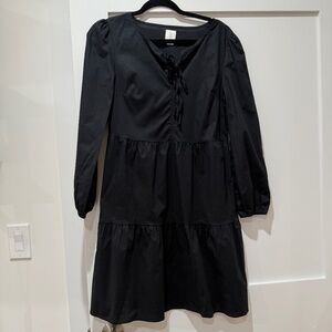 Joie NWOT Black Tiered Ruffle Long Sleeve Cotton Blend Dress Medium
